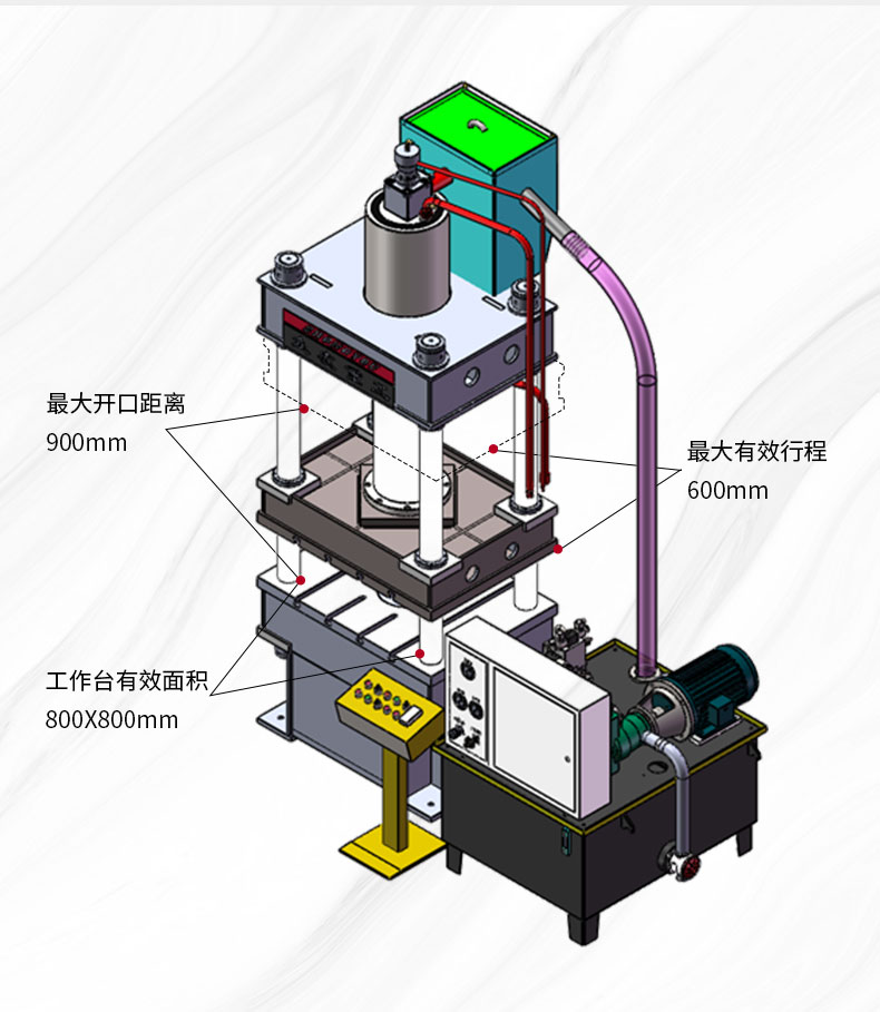 500噸太陽能內膽拉伸液壓機 500t金屬拉伸成型油壓機 模型圖