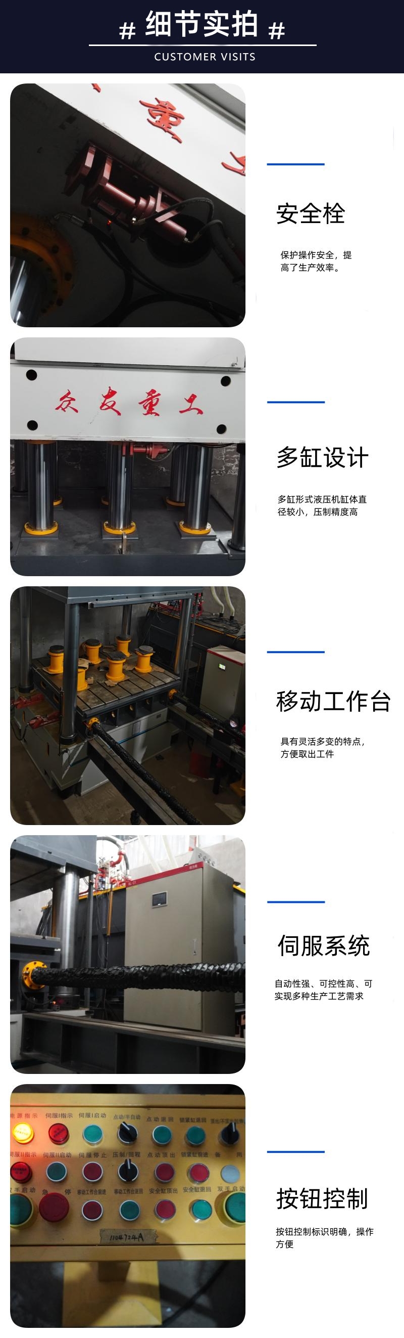 1500噸伺服四柱液壓機 1500噸碳纖維熱壓成型壓力機細節實拍